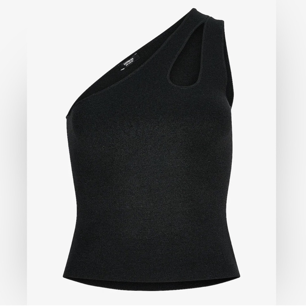 NWT Express Body Contour Black One-Shoulder Cut Out Fitted Top Summer Date Night - Picture 8 of 9